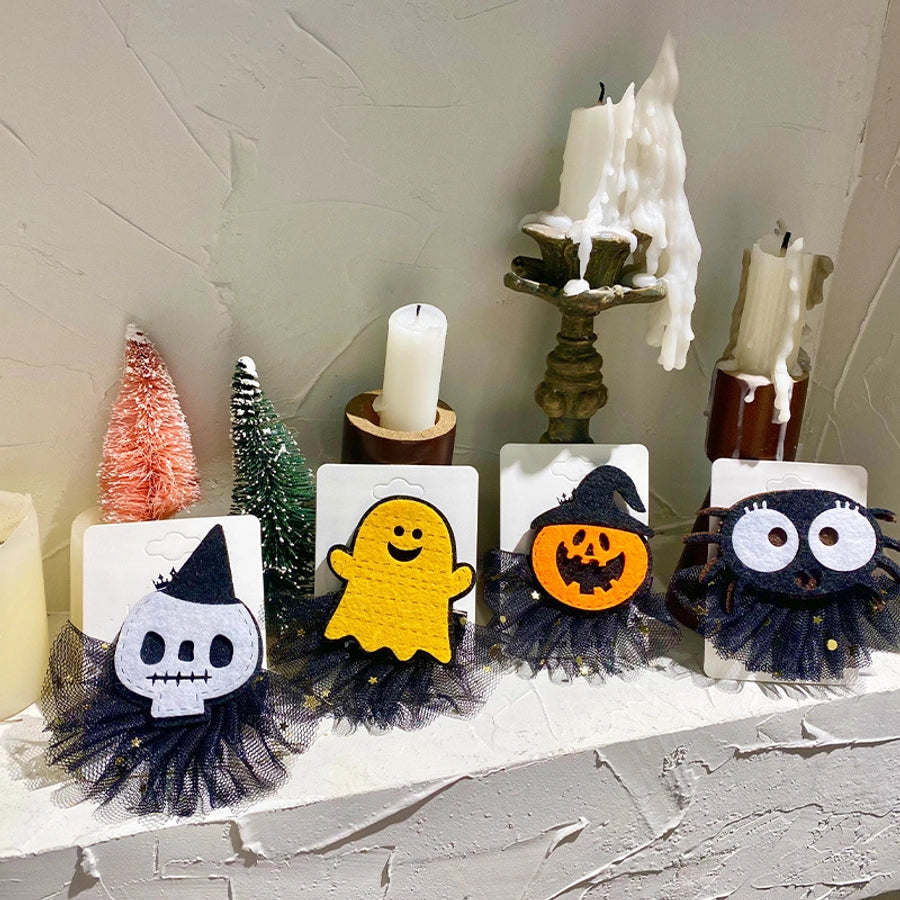 Halloween Hip-Hop Funny Women's Pumpkin Skull Alloy Gauze Hair Clip