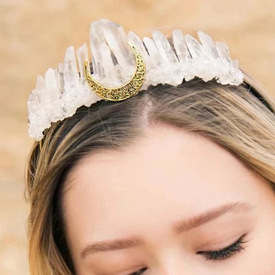 baroque style moon natural crystal handmade crown