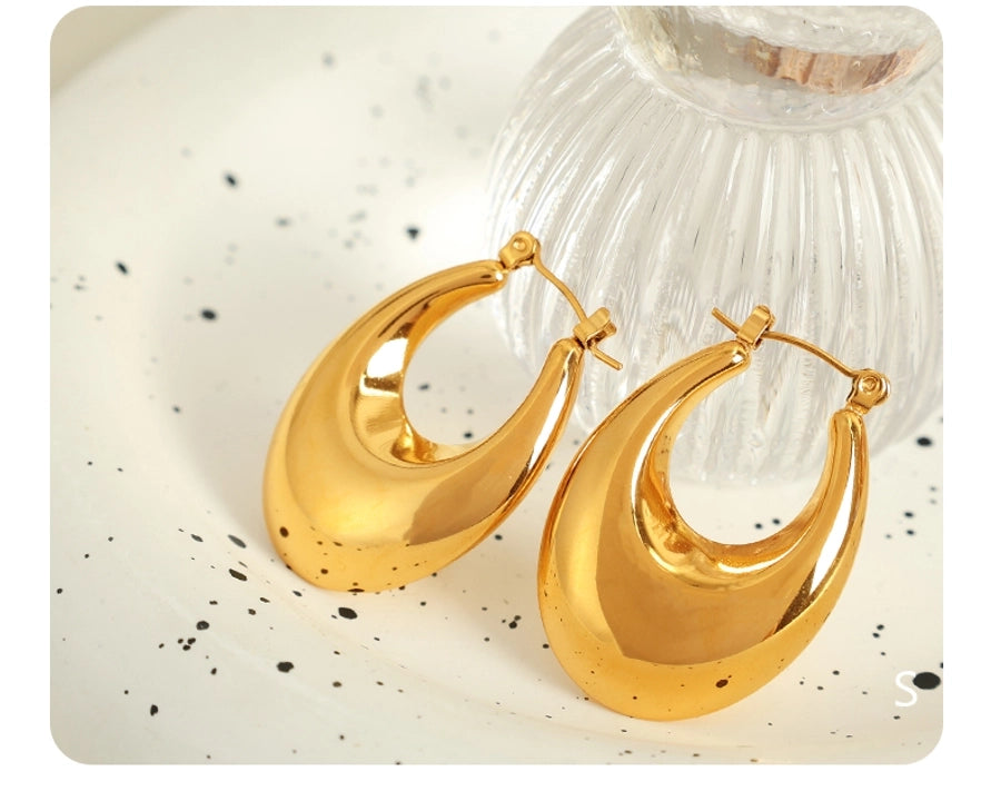 1 Pair Elegant French Style Commute U Shape Semicircle Polishing Plating 304 Stainless Steel 18K Gold Plated Earrings
