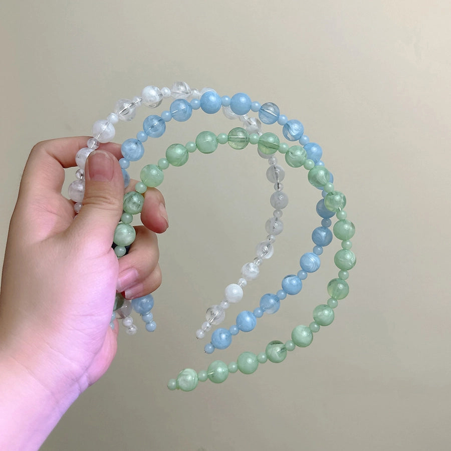 Listen to Bamboo Yin ~ New Chinese Ice Penetrating Green Imitation Jade Beaded Hair Hoop Female Advanced Sense Niche Design Hair Card Head Hoop