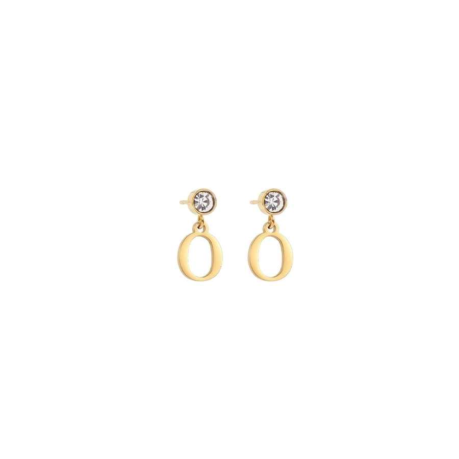 1 Pair Casual Simple Style Classic Style Letter Inlay 201 Stainless Steel 304 Stainless Steel Zircon Drop Earrings