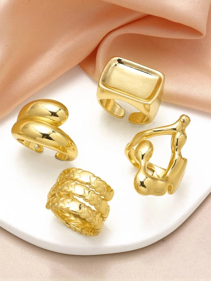 Copper 18K Gold Plated Plating Irregular Open Rings