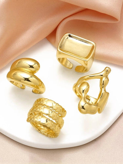 Copper 18K Gold Plated Plating Irregular Open Rings