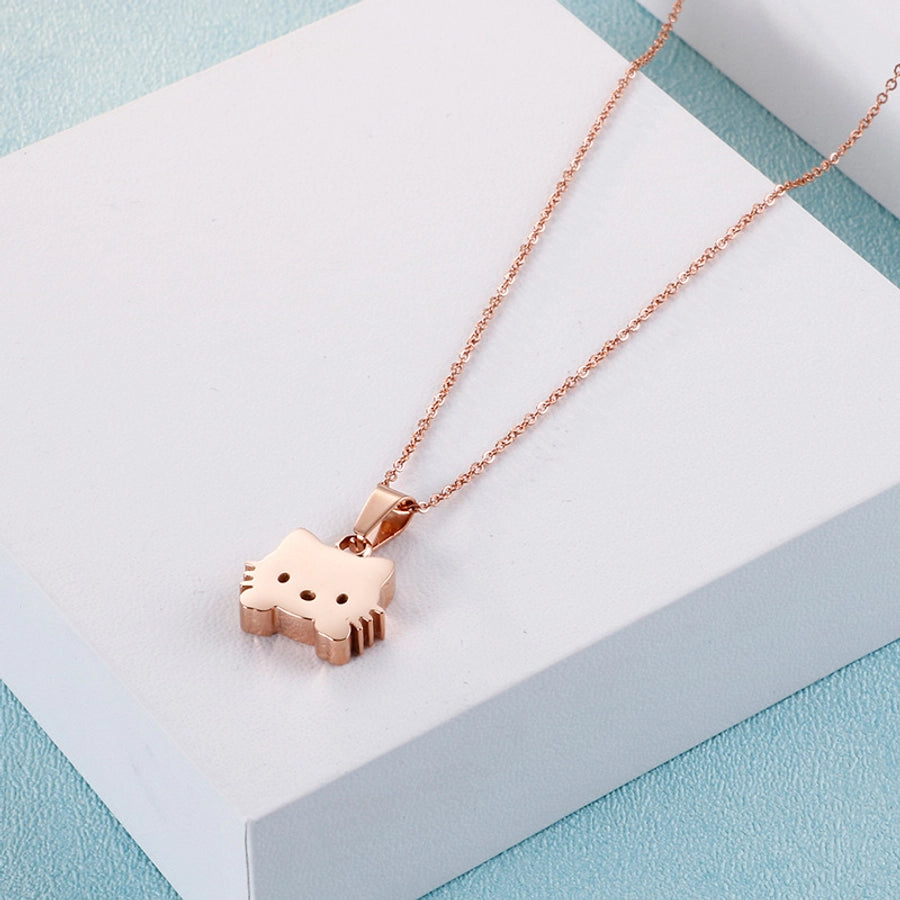 Jewelry Elegant Simple Style Streetwear Cat 304 Stainless Steel 18K Gold Plated Pendant Necklace