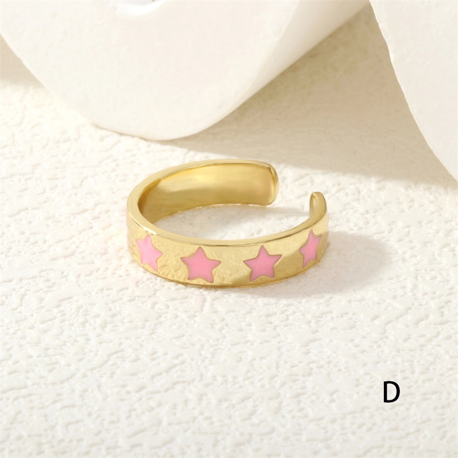 Jewelry Cute Pentagram Copper Enamel Open Rings