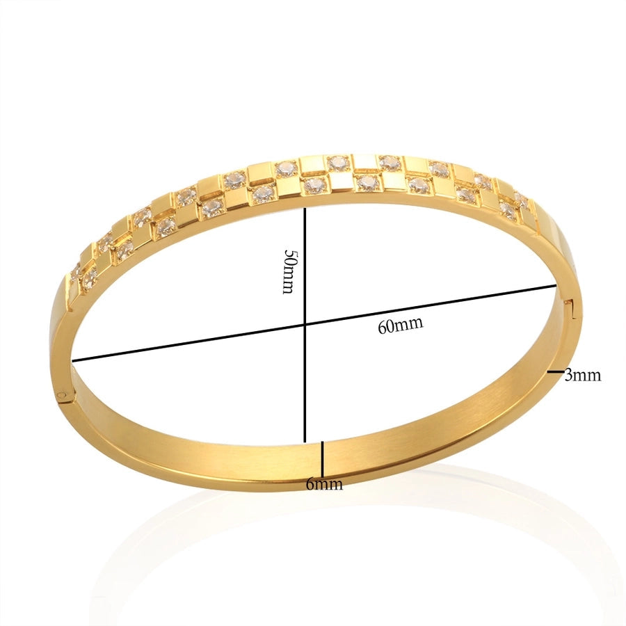 Casual Elegant Geometric 304 Stainless Steel Diamond Bangle In Bulk