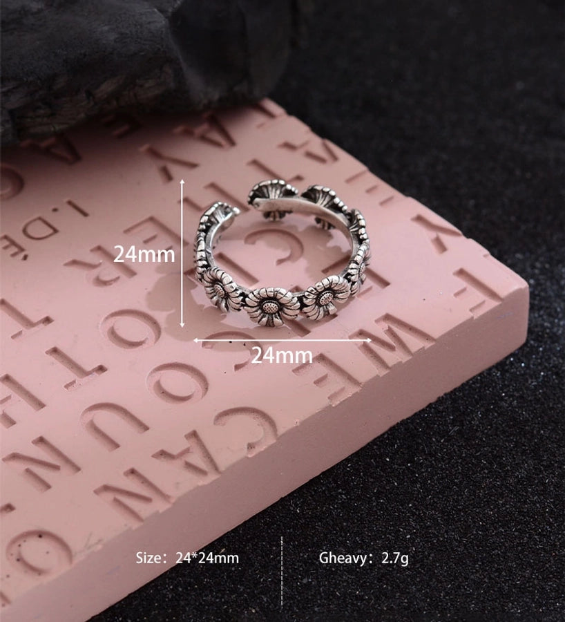 Copper Daisy Open Rings