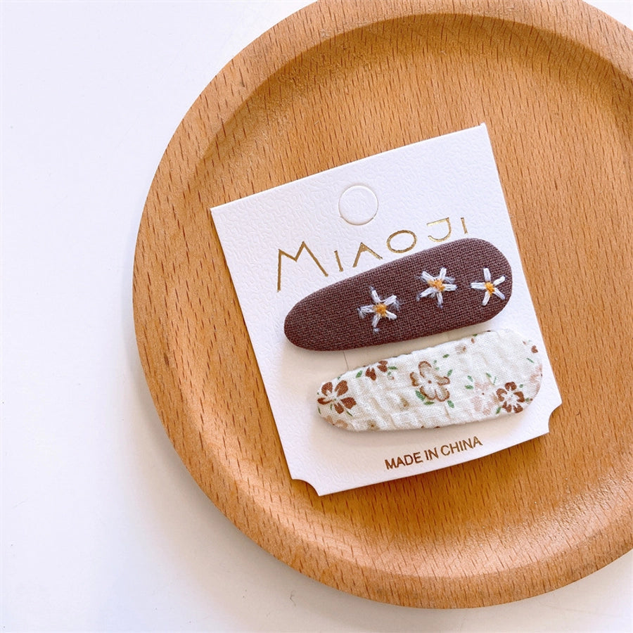 Girl'S Simple Style Classic Style Flower Cloth Contrast Collar Hair Clip