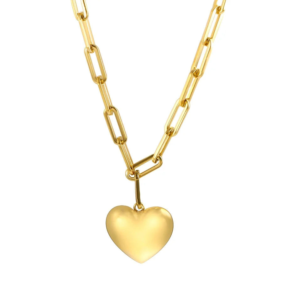 Jewelry Simple Style Heart Shape Titanium Steel Pendant Necklace