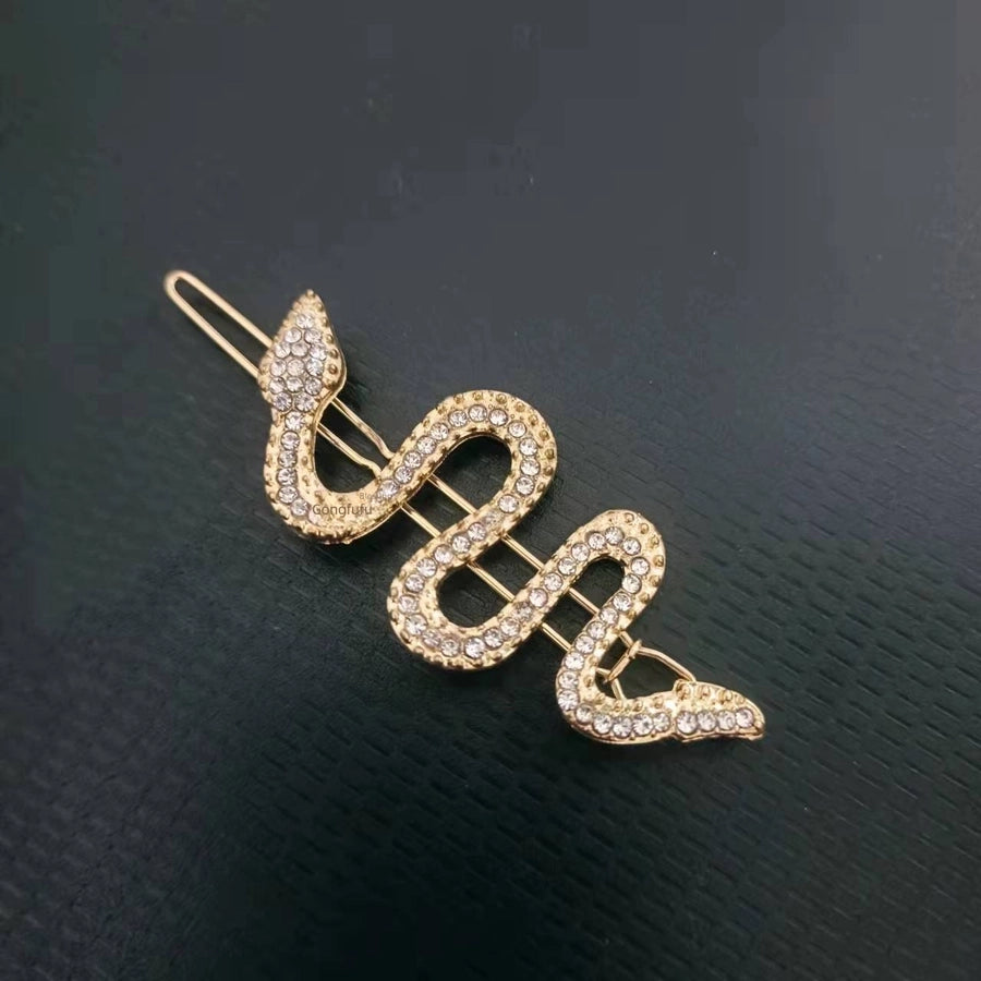 Personalized Snake-Shaped Hairpin Ladies Cold Style Retro Frog Buckle Alloy Rhinestone Clip Bangs Clip