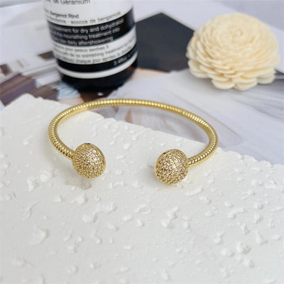 Multi-Style Copper Plating 18K Gold round Inlaid Full Rhinestone Zircon Bracelet Fashion High-End Suitable for Daily Wear Valentine's Day Gift