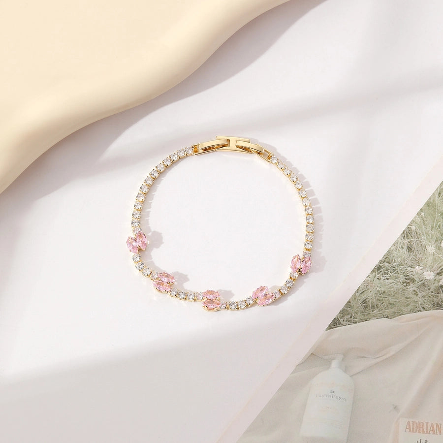 Copper Plating Inlay Heart Shape Bow Knot Zircon Bracelets