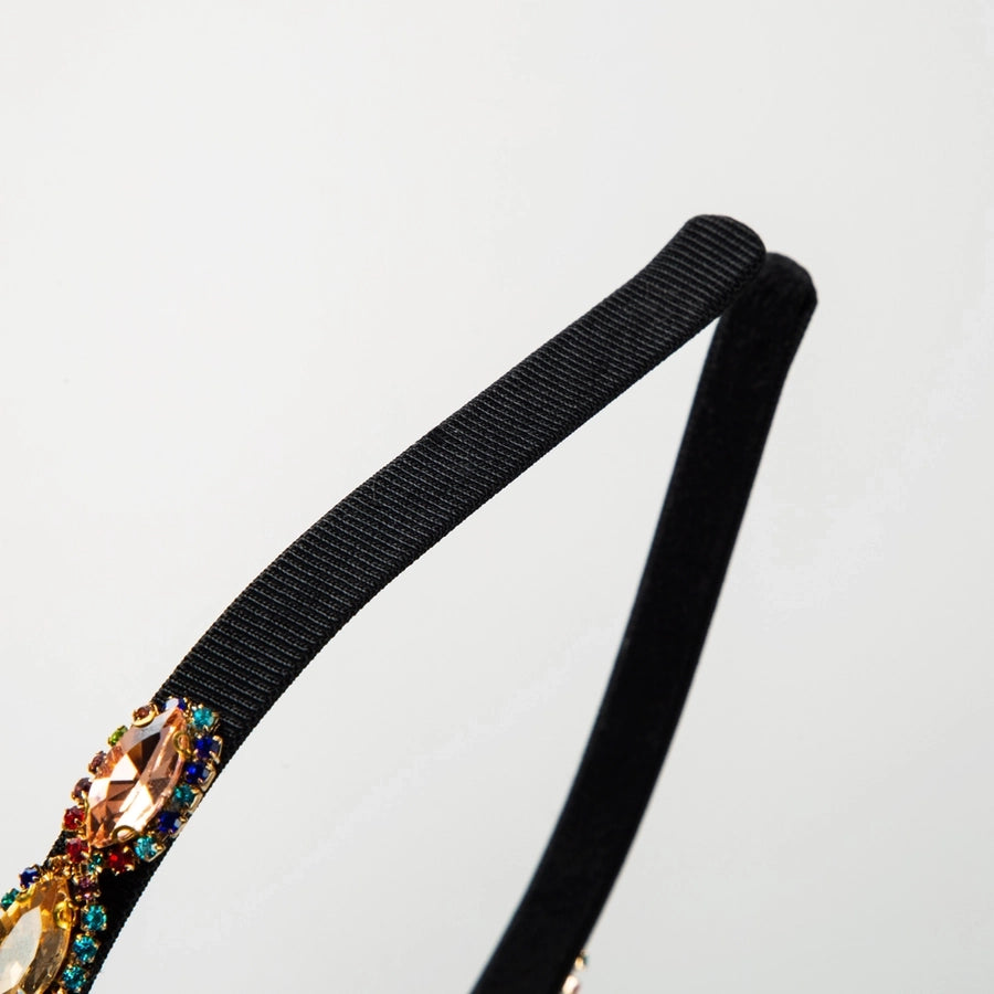ig style shiny oval cloth inlay rhinestones hair band