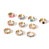 Jewelry Retro Sweet Stripe Flower 304 Stainless Steel Enamel Open Rings