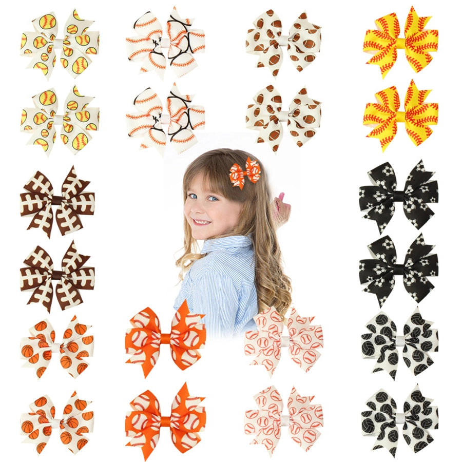 Women's Korean Style Basketball Bow Knot Polyester Hair Clip