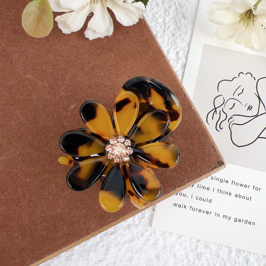 Women's Sweet Flower Acetic acid sheets Inlay Rhinestones Hair Claws