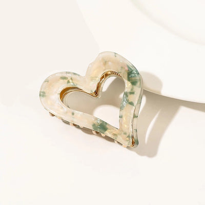 Women's Handmade Sweet Heart Shape Alloy Acetic acid sheets Heart Hair Claws