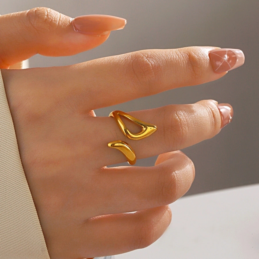 Jewelry IG Style Simple Style Lines 304 Stainless Steel 18K Gold Plated Polishing Rings