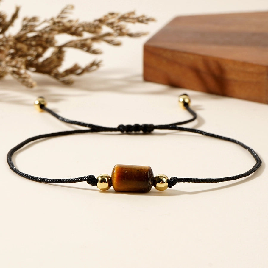 Autumn and Winter New Arrival Hot Sale New Chinese Color Natural Stone Copper Bead Bracelet Advanced Simple Personality Trendy Bracelet All-Matching