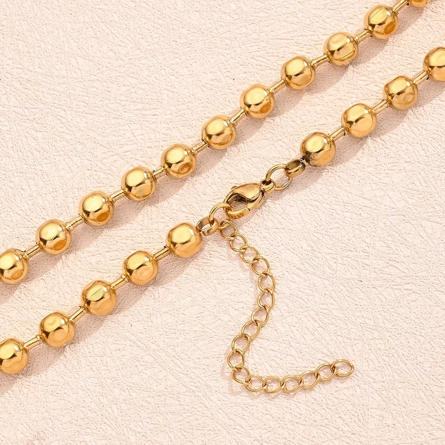 Jewelry Modern Style Simple Style Round Oval Solid Color 304 Stainless Steel 18K Gold Plated Polishing Plating Necklace