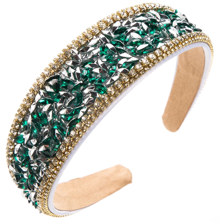 women's luxurious baroque style geometric cloth inlay acrylic rhinestones hair band