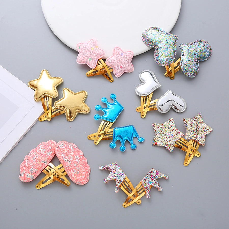 Girl'S Simple Style Star Alloy Sequins Hair Clip