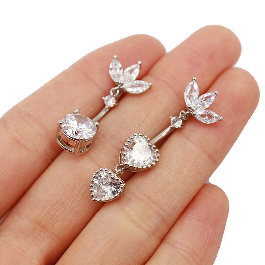 1 Piece Belly Rings Hip-Hop Sexy Heart Shape 316 Stainless Steel  Copper Plating Zircon White Gold Plated Gold Plated