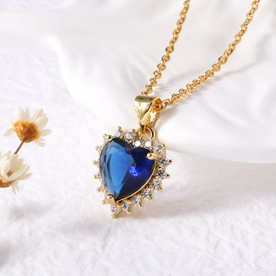 Jewelry Modern Style Simple Style Heart Shape 201 Stainless Steel Copper Zircon 18K Gold Plated Inlay Pendant Necklace