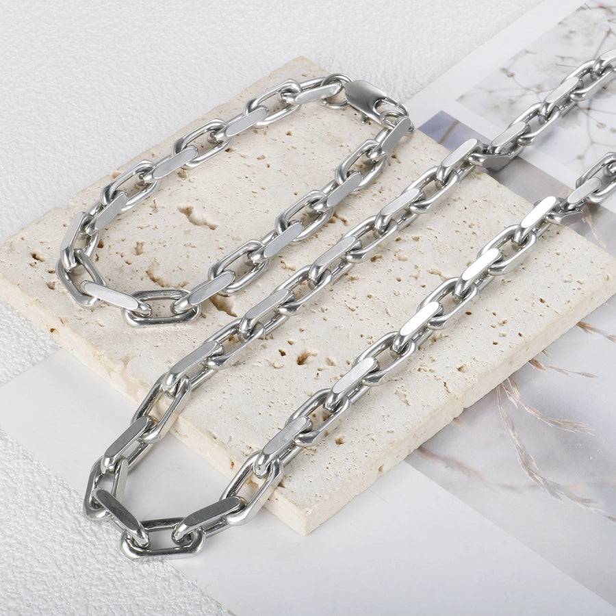 Jewelry Simple Style Geometric 304 Stainless Steel Bracelets Necklace