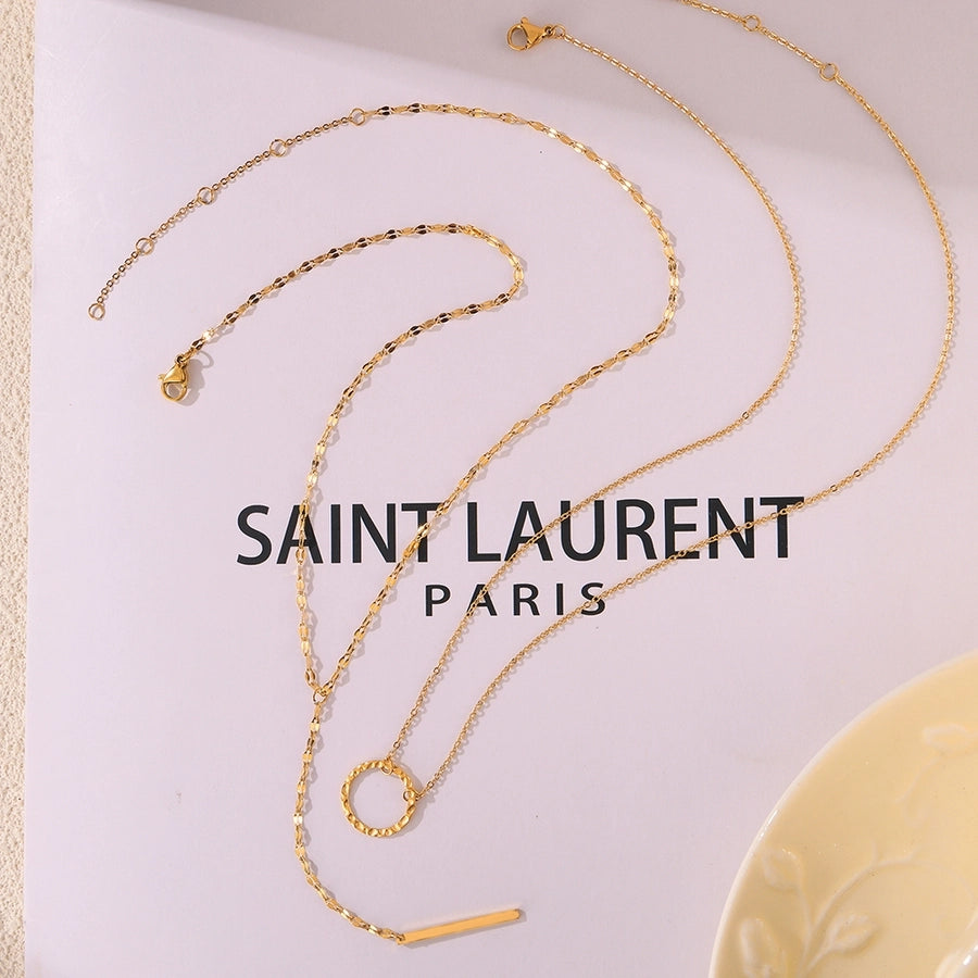 Jewelry Exaggerated Vacation Simple Style Circle Titanium Steel Pendant Necklace Necklace