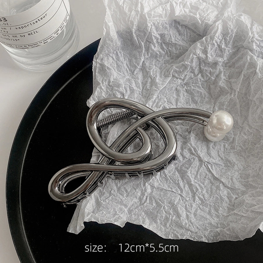 simple style notes alloy inlay pearl hair claws