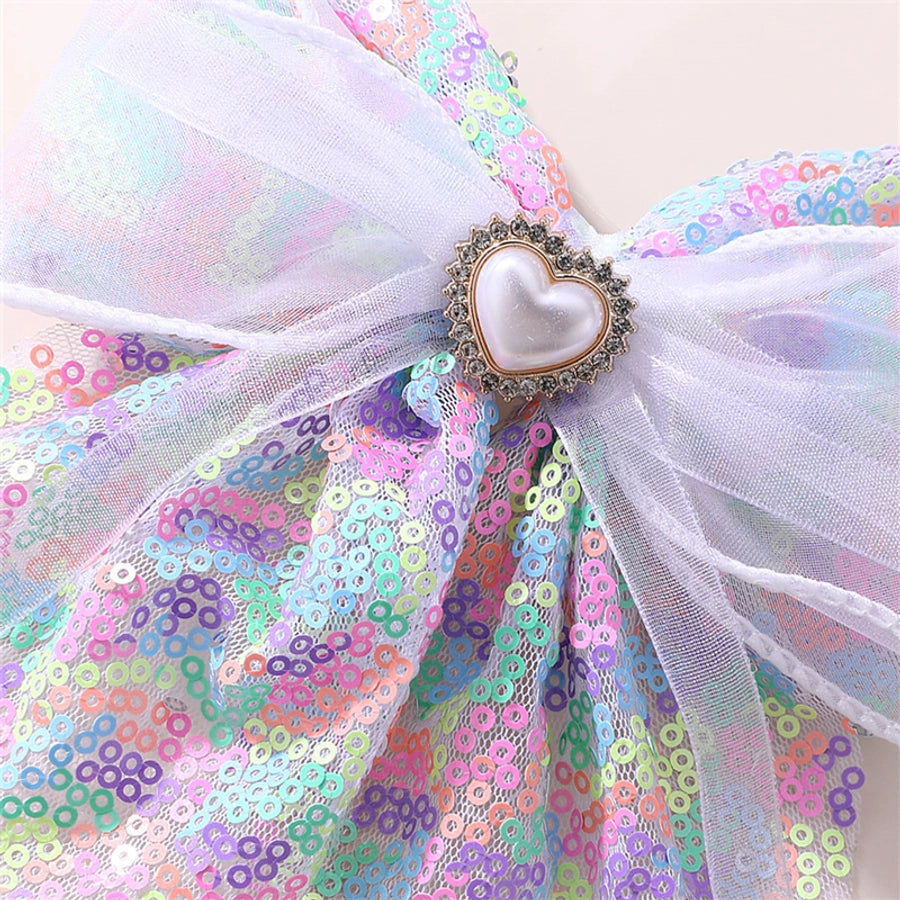 Girl'S Cute Sweet Heart Shape Bow Knot Cloth Hair Clip