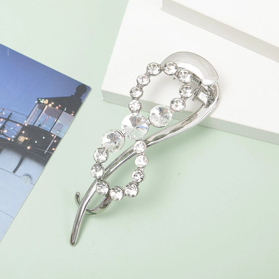 fashion solid color metal plating inlay rhinestones pearl hair clip 1 piece