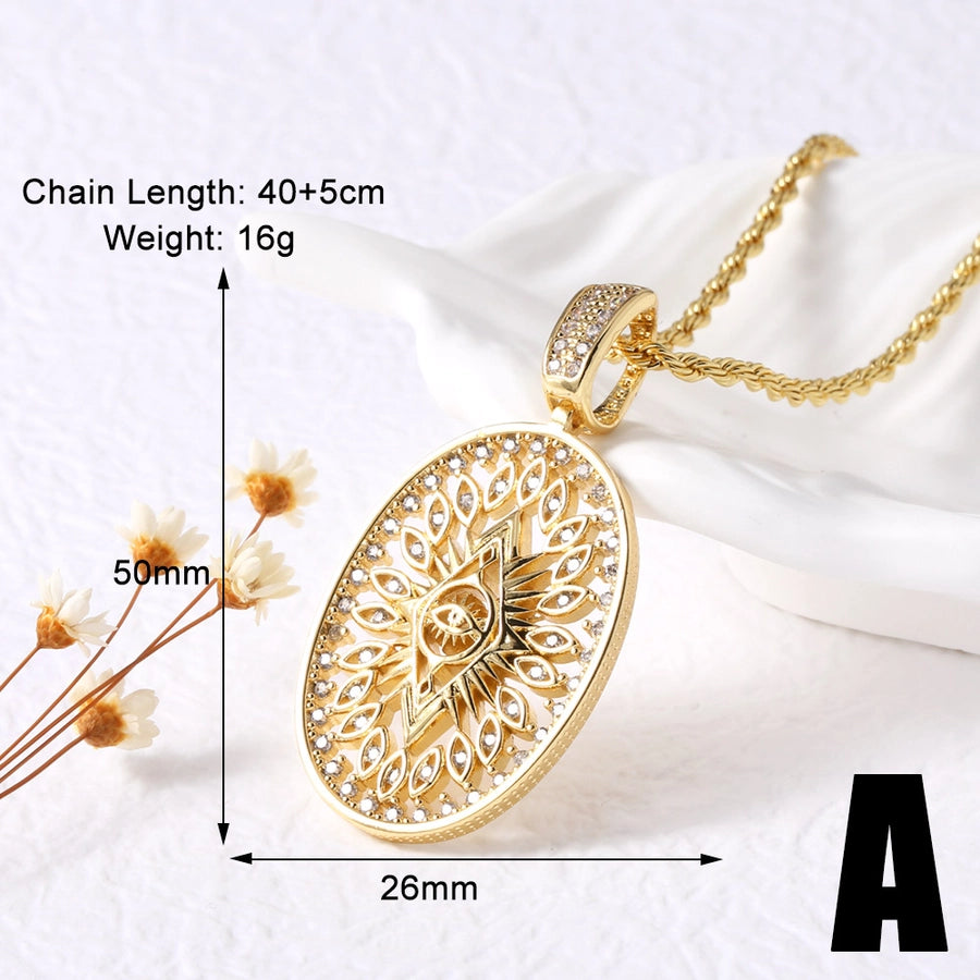 Jewelry Modern Style Simple Style Cross Eye Snake 201 Stainless Steel Copper Agate Zircon 18K Gold Plated Hollow Out Inlay Pendant Necklace