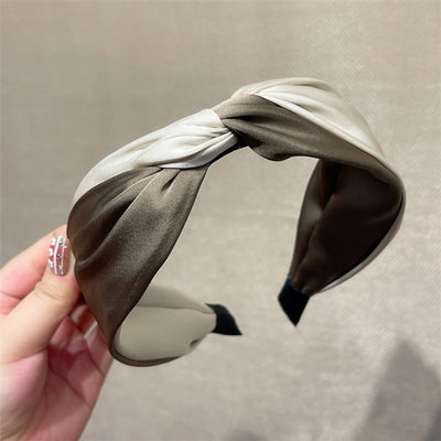 fashion color block satin hair band