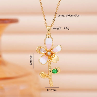 Jewelry Glam Lady Sexy Flower 304 Stainless Steel Copper Necklace