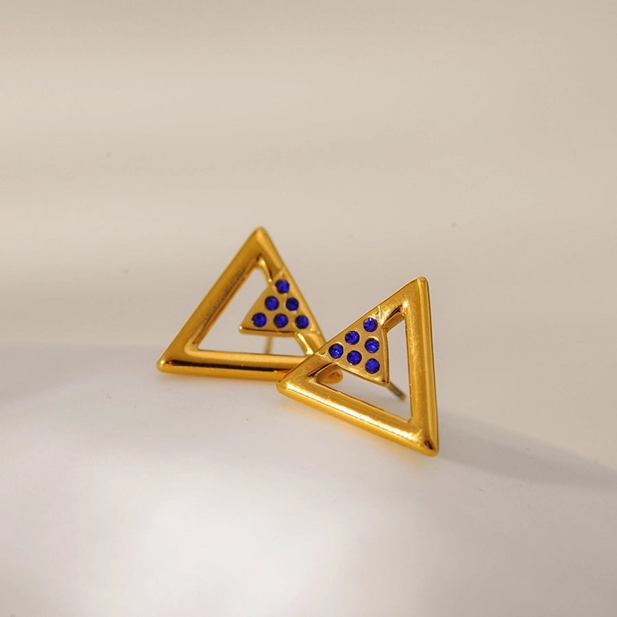 1 Pair Elegant Simple Style Geometric 304 Stainless Steel Zircon Ear Studs