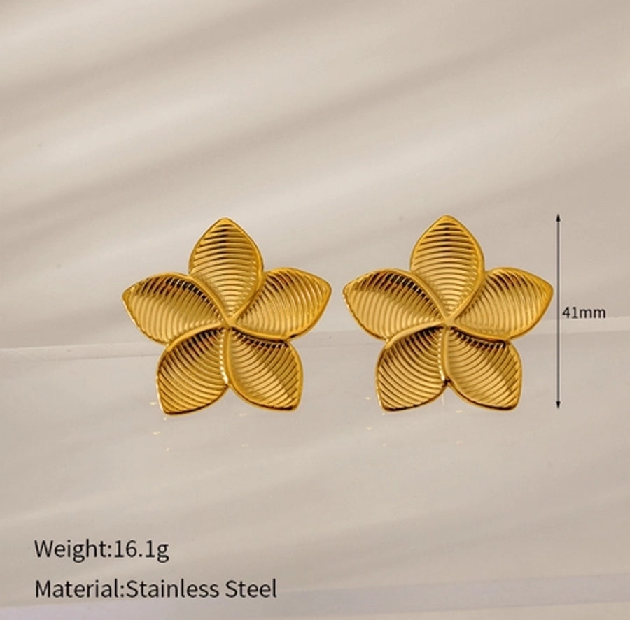 1 Pair Elegant Classic Style Geometric Circle Flower 304 Stainless Steel Ear Studs