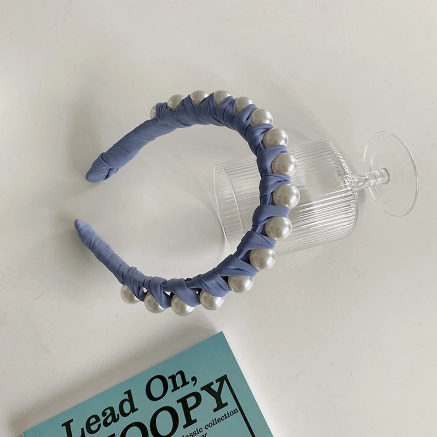 korean winding pearl woven headband
