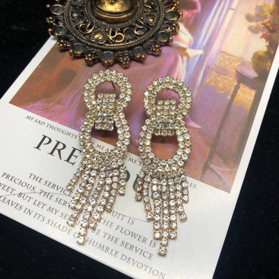 1 Pair Vintage Style Classic Style Geometric Inlay Copper Rhinestones Drop Earrings