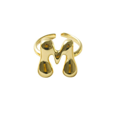 Copper Brass 18K Gold Plated Letter Open Rings