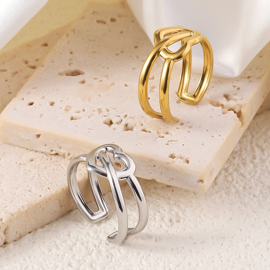 Jewelry Elegant Heart Shape Titanium Steel Open Rings