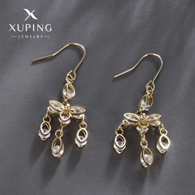 1 Pair Lady Sweet Geometric Tassel Plating Copper Artificial Gemstones 18K Gold Plated Drop Earrings