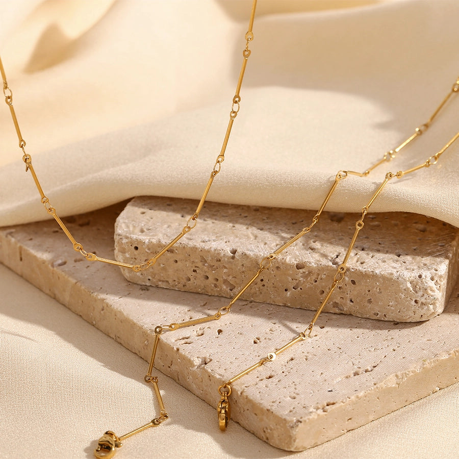 Jewelry Simple Style Solid Color 304 Stainless Steel Titanium Steel 18K Gold Plated Bracelets Anklet Necklace