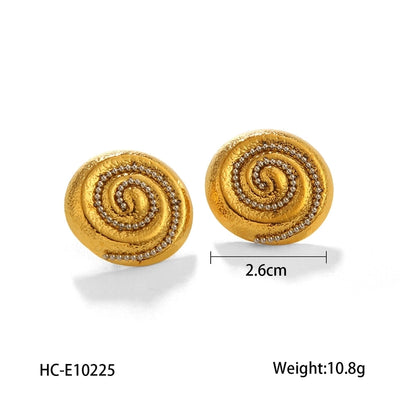 1 Pair IG Style Classic Style Thread 304 Stainless Steel Titanium Steel 18K Gold Plated Ear Studs