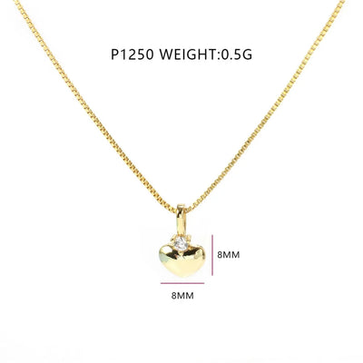 Jewelry Classic Style Heart Shape Copper Zircon Polishing Plating Pendant Necklace