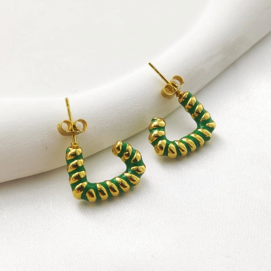 1 Pair Elegant Classic Style Geometric Enamel 304 Stainless Steel Stainless Steel Earrings