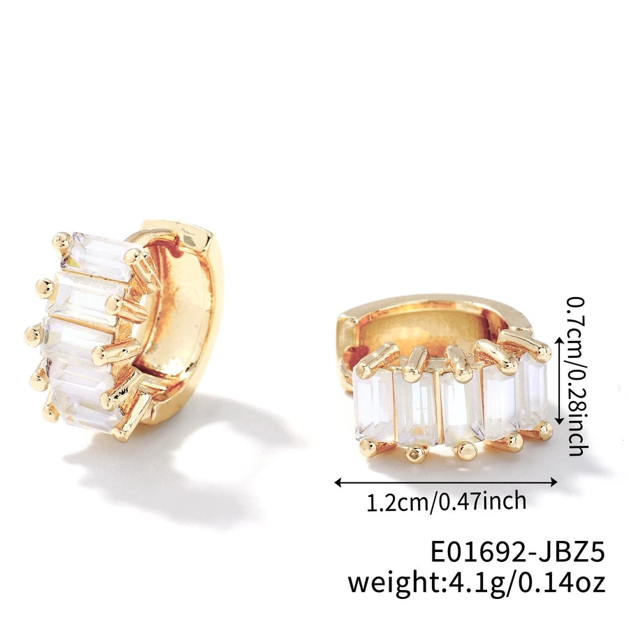1 Pair Casual Glam Shiny Solid Color Inlay Copper Zircon K Gold Plated Rhodium Plated Ear clip