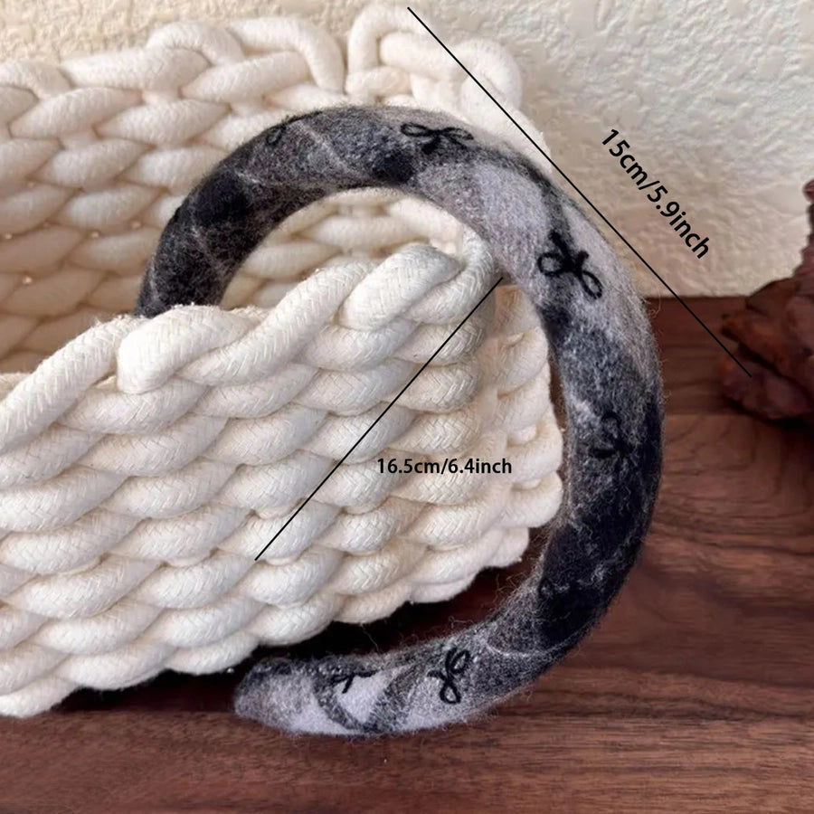 Women's Classical Retro Lattice woolen Fabric Hair Band