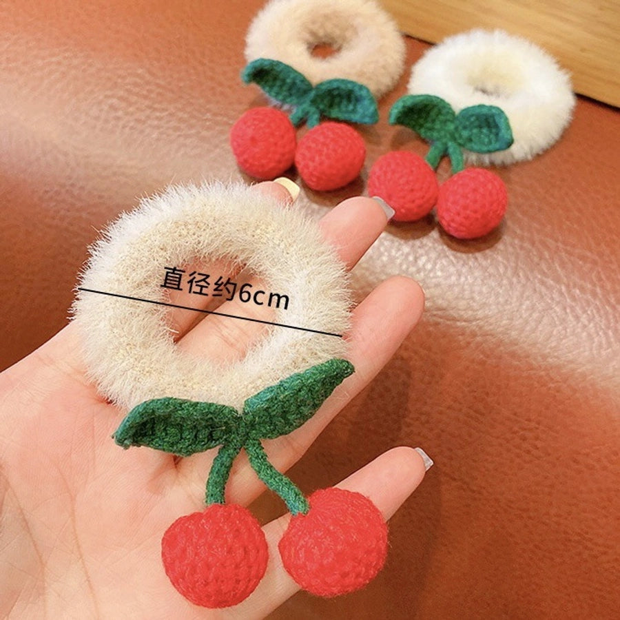 Wool Cherry hairpin knitted plush hair band handmade hair accessories simple bangs clip cute princess headband accessories